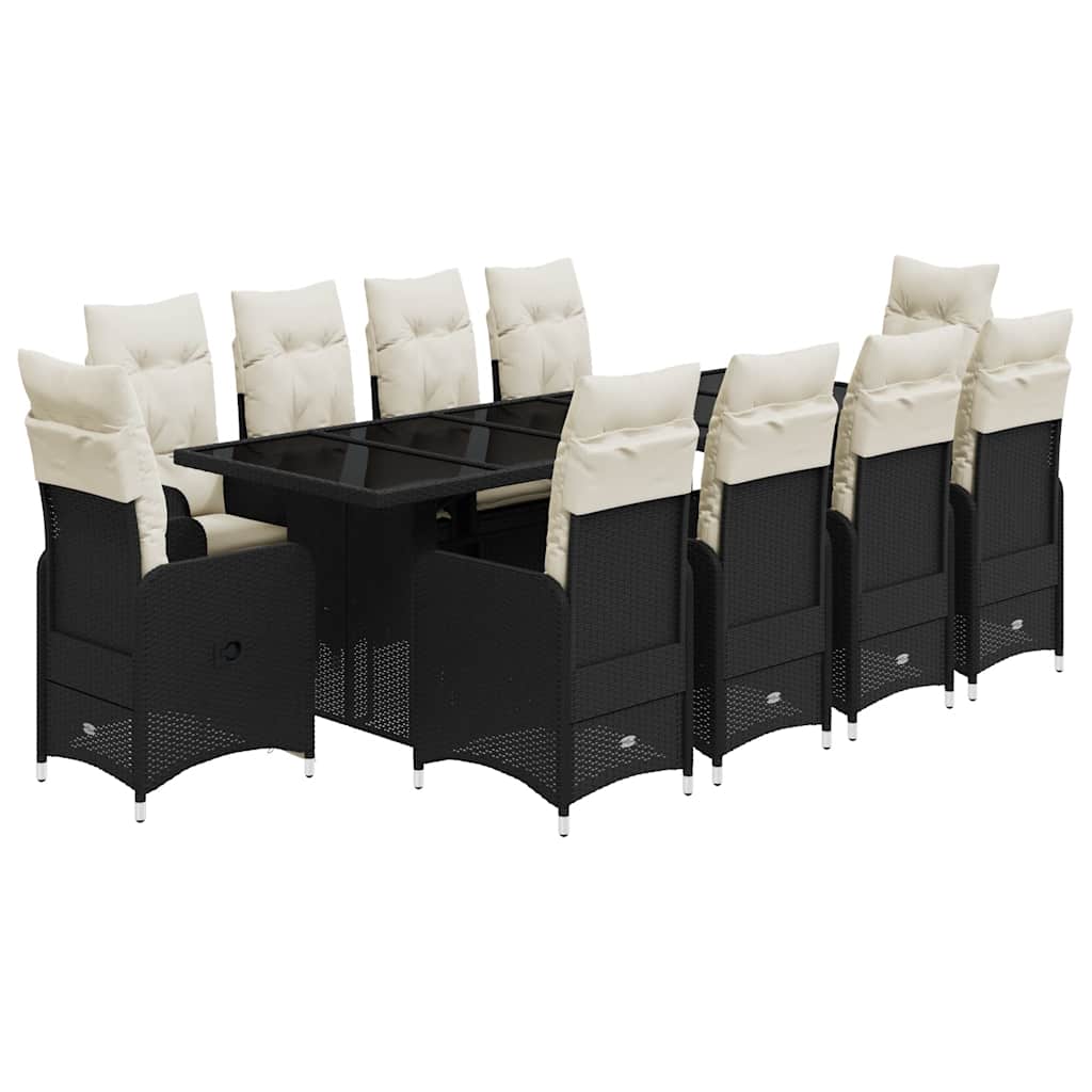 11-delige Bistroset met kussens poly rattan zwart is nu te koop bij PeponiXL, paradijselijk wonen!