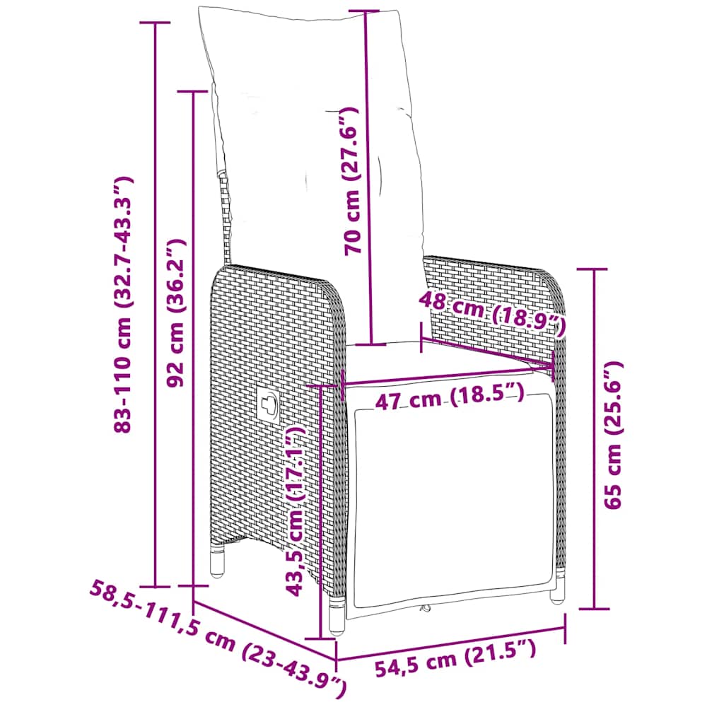 9-delige Bistroset met kussens poly rattan bruin is nu te koop bij PeponiXL, paradijselijk wonen!