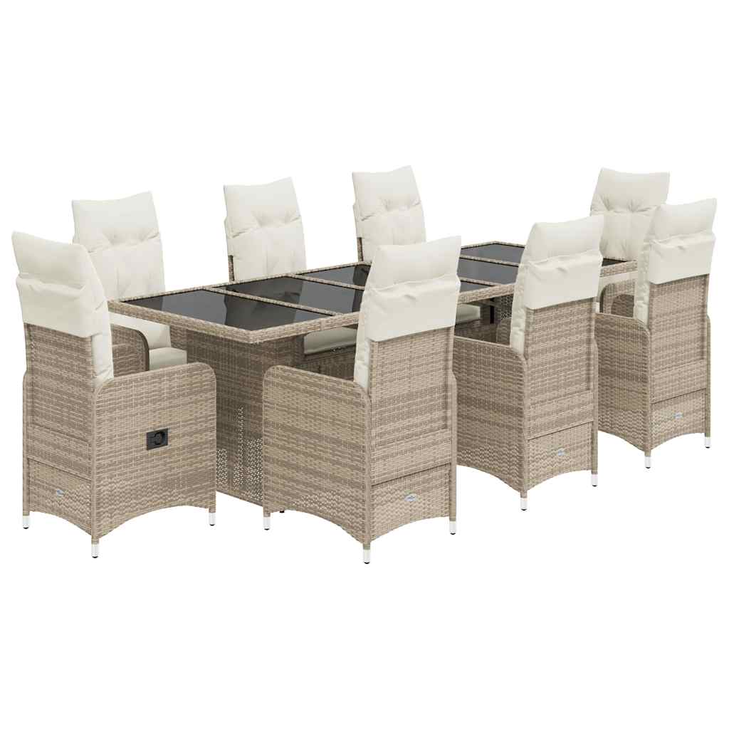 9-delige Bistroset met kussens poly rattan beige is nu te koop bij PeponiXL, paradijselijk wonen!