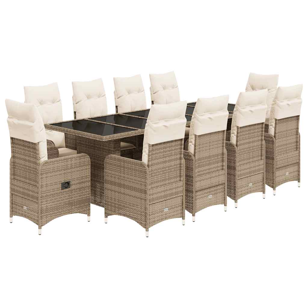 11-delige Bistroset met kussens poly rattan beige is nu te koop bij PeponiXL, paradijselijk wonen!