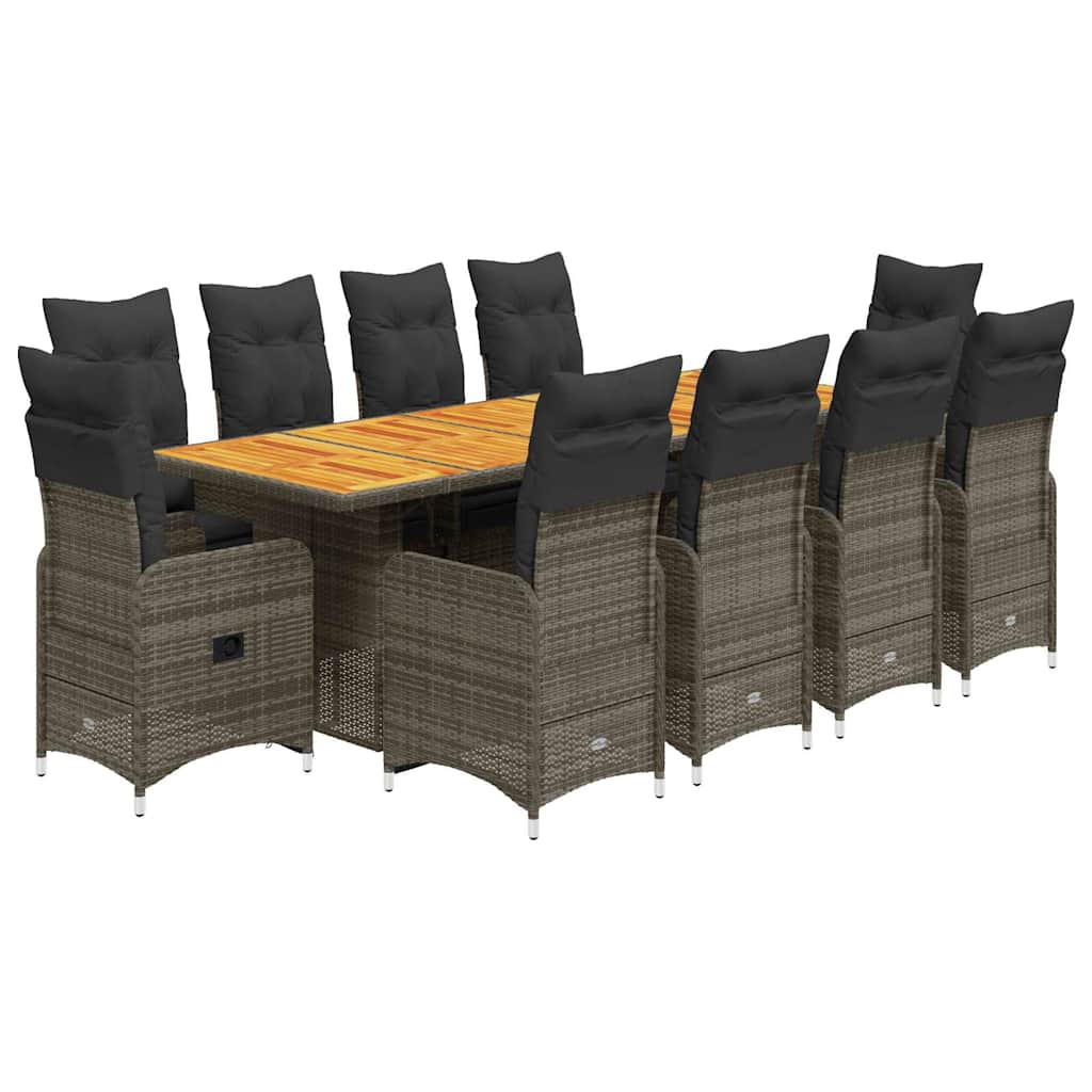 11-delige Bistroset met kussens poly rattan grijs is nu te koop bij PeponiXL, paradijselijk wonen!