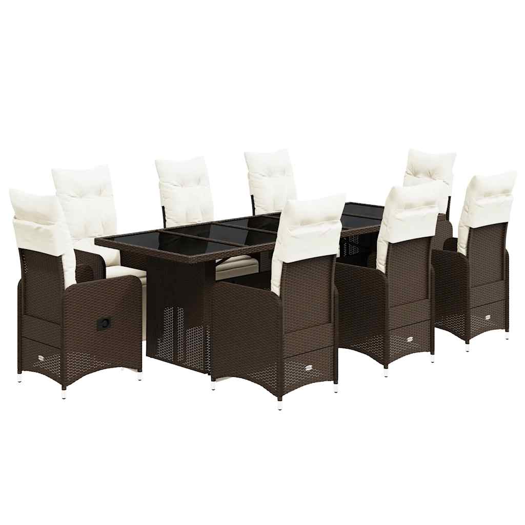 9-delige Bistroset met kussens poly rattan bruin is nu te koop bij PeponiXL, paradijselijk wonen!