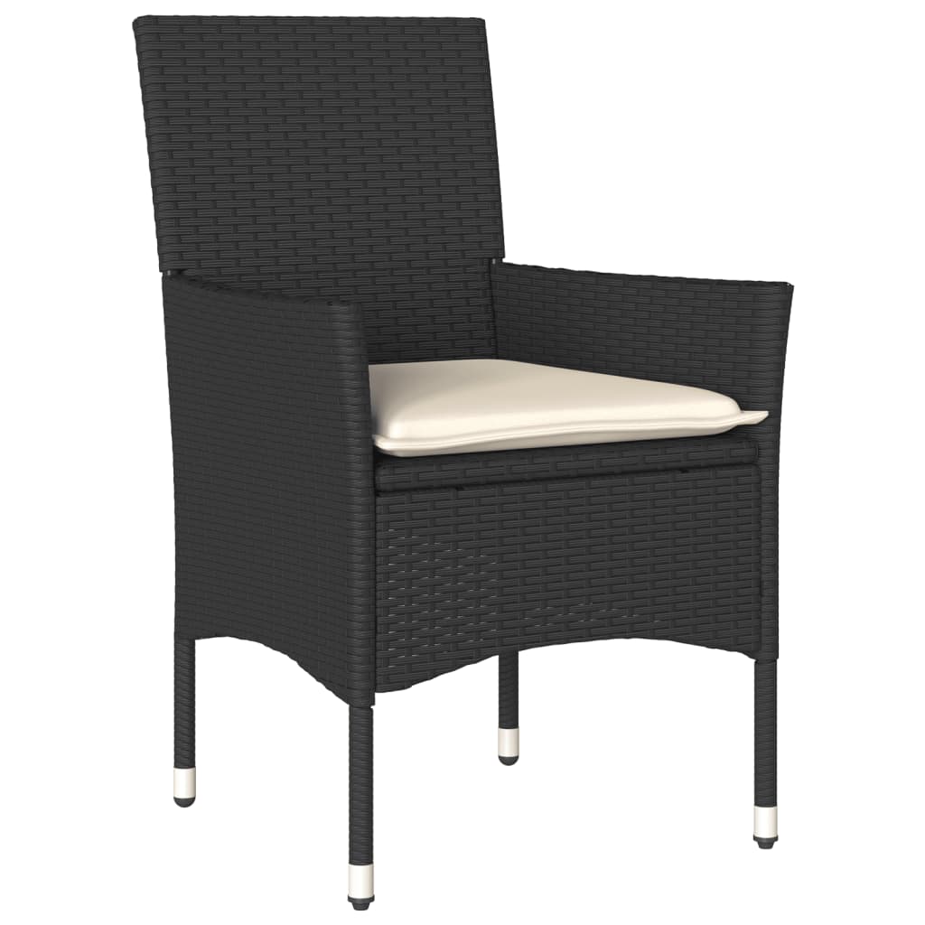 3-delige Tuinset met kussens poly rattan en glas zwart is nu te koop bij PeponiXL, paradijselijk wonen!