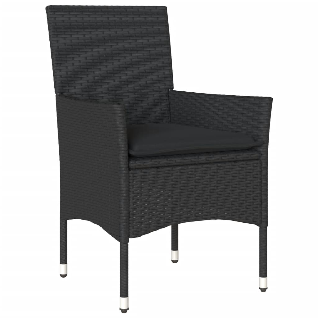 5-delige Tuinset met kussens poly rattan en glas zwart is nu te koop bij PeponiXL, paradijselijk wonen!
