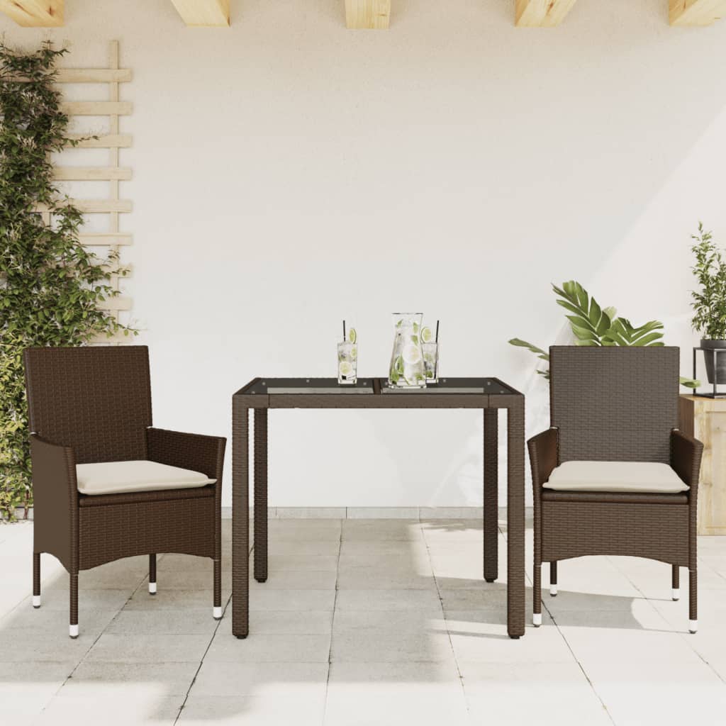 3-delige Tuinset met kussens poly rattan en glas bruin is nu te koop bij PeponiXL, paradijselijk wonen!