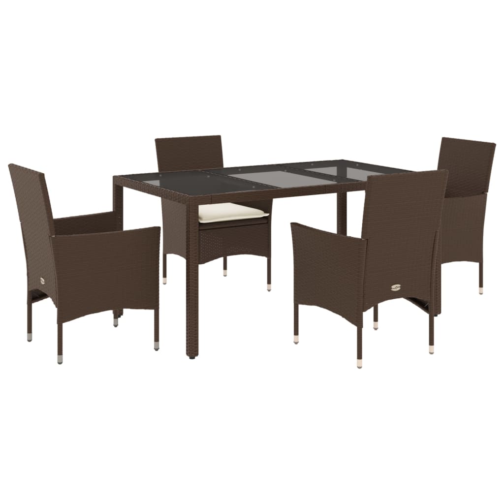 5-delige Tuinset met kussens poly rattan en glas bruin is nu te koop bij PeponiXL, paradijselijk wonen!