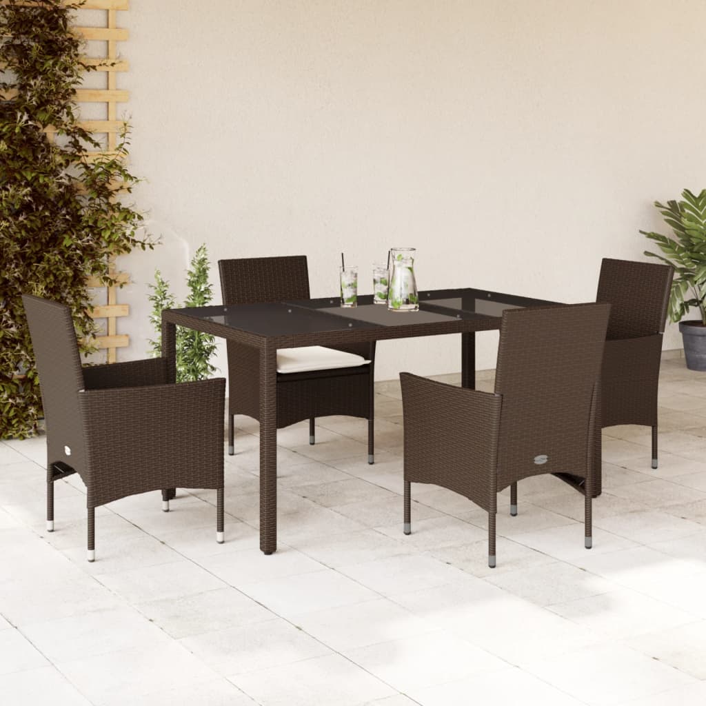 5-delige Tuinset met kussens poly rattan en glas bruin is nu te koop bij PeponiXL, paradijselijk wonen!