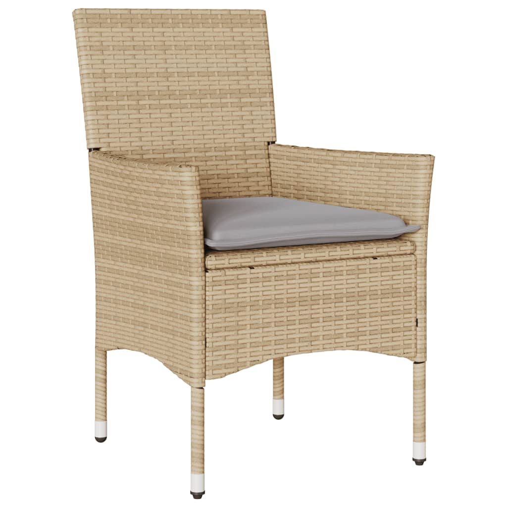 9-delige Tuinset met kussens poly rattan en glas beige is nu te koop bij PeponiXL, paradijselijk wonen!