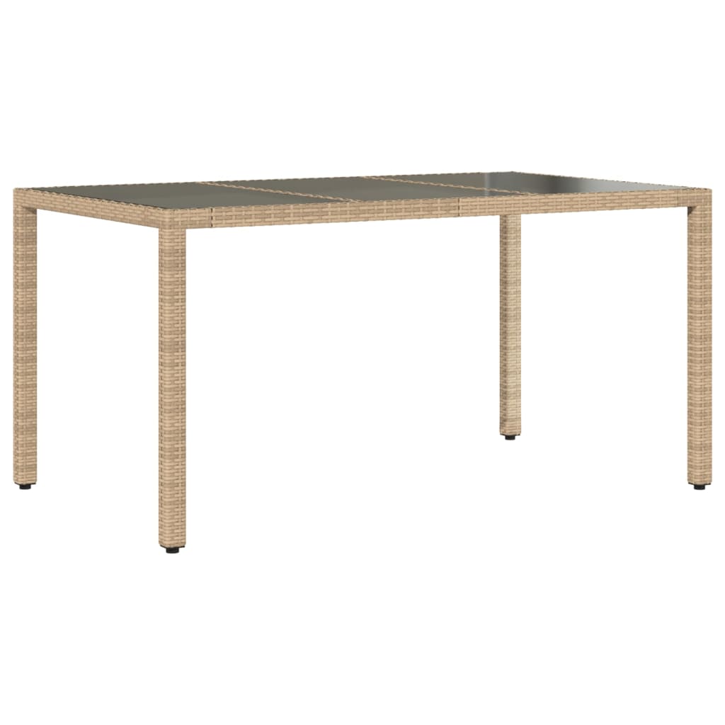 7-delige Tuinset met kussens poly rattan en glas beige