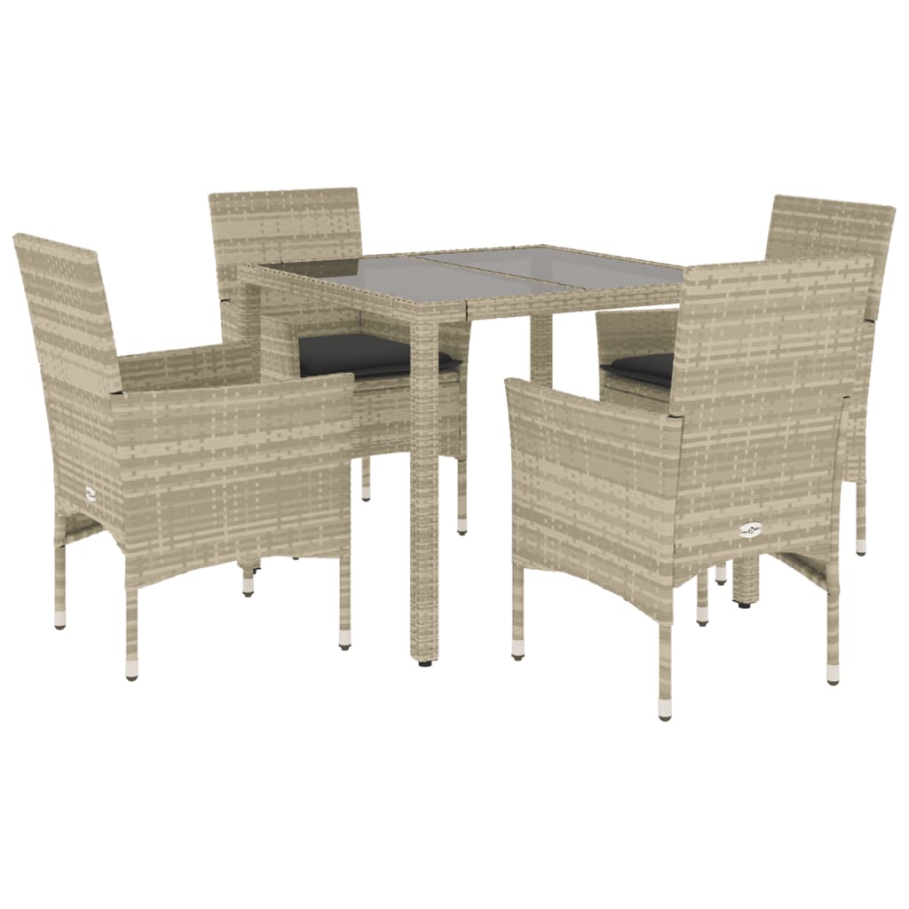 5-delige Tuinset met kussens poly rattan en glas lichtgrijs is nu te koop bij PeponiXL, paradijselijk wonen!