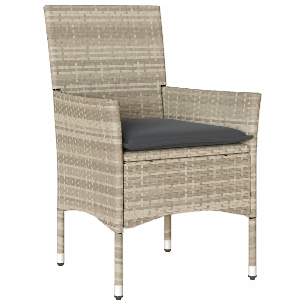 5-delige Tuinset met kussens poly rattan en glas lichtgrijs is nu te koop bij PeponiXL, paradijselijk wonen!