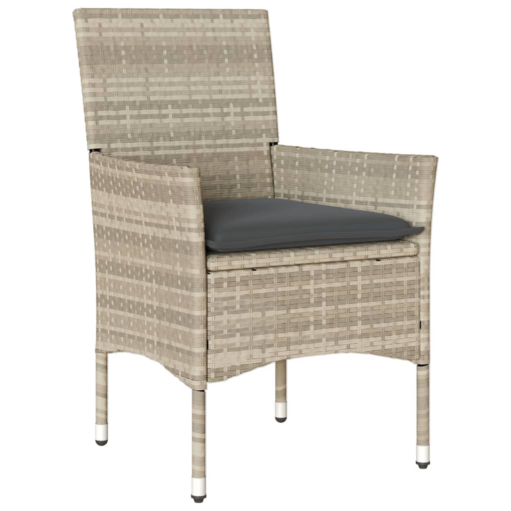 5-delige Tuinset met kussens poly rattan en glas lichtgrijs is nu te koop bij PeponiXL, paradijselijk wonen!