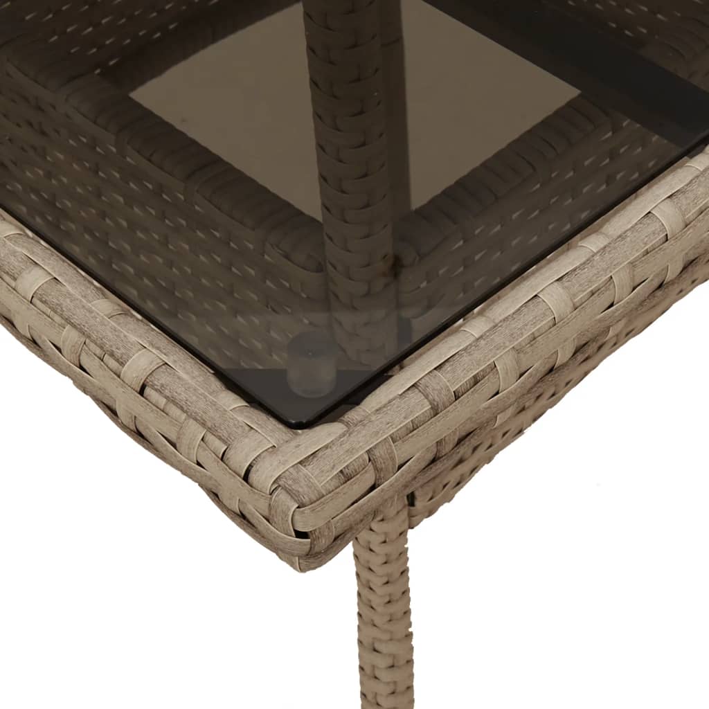 5-delige Tuinset met kussens poly rattan en glas beige