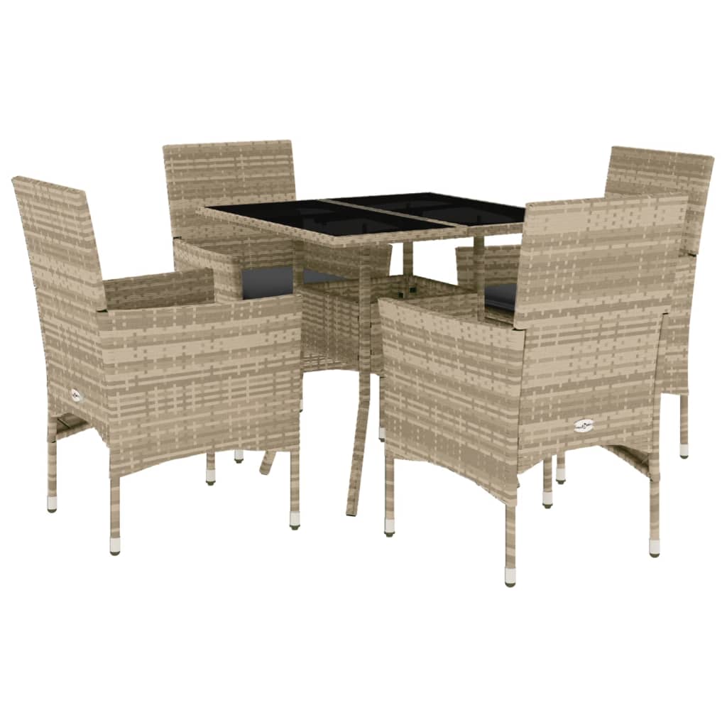 5-delige Tuinset met kussens poly rattan en glas lichtgrijs is nu te koop bij PeponiXL, paradijselijk wonen!