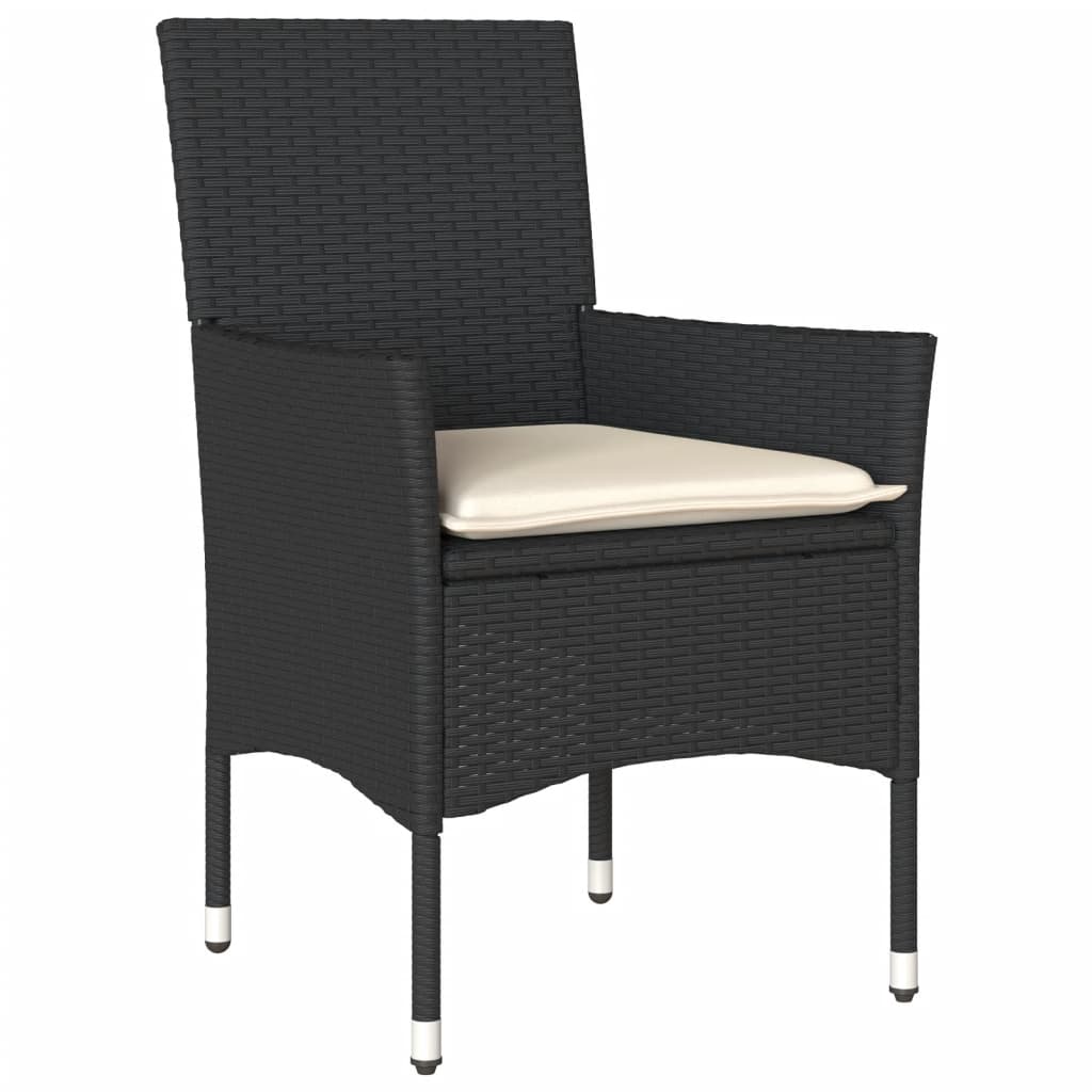 3-delige Tuinset met kussens poly rattan en glas zwart is nu te koop bij PeponiXL, paradijselijk wonen!