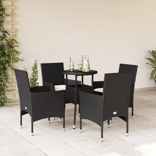 5-delige Tuinset met kussens poly rattan en glas zwart is nu te koop bij PeponiXL, paradijselijk wonen!