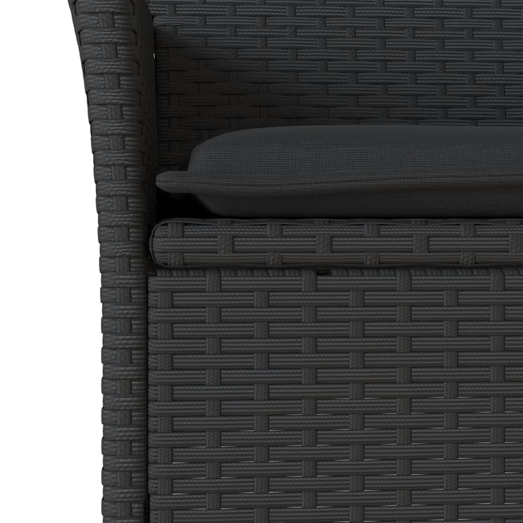 3-delige Tuinset met kussens poly rattan en glas zwart is nu te koop bij PeponiXL, paradijselijk wonen!