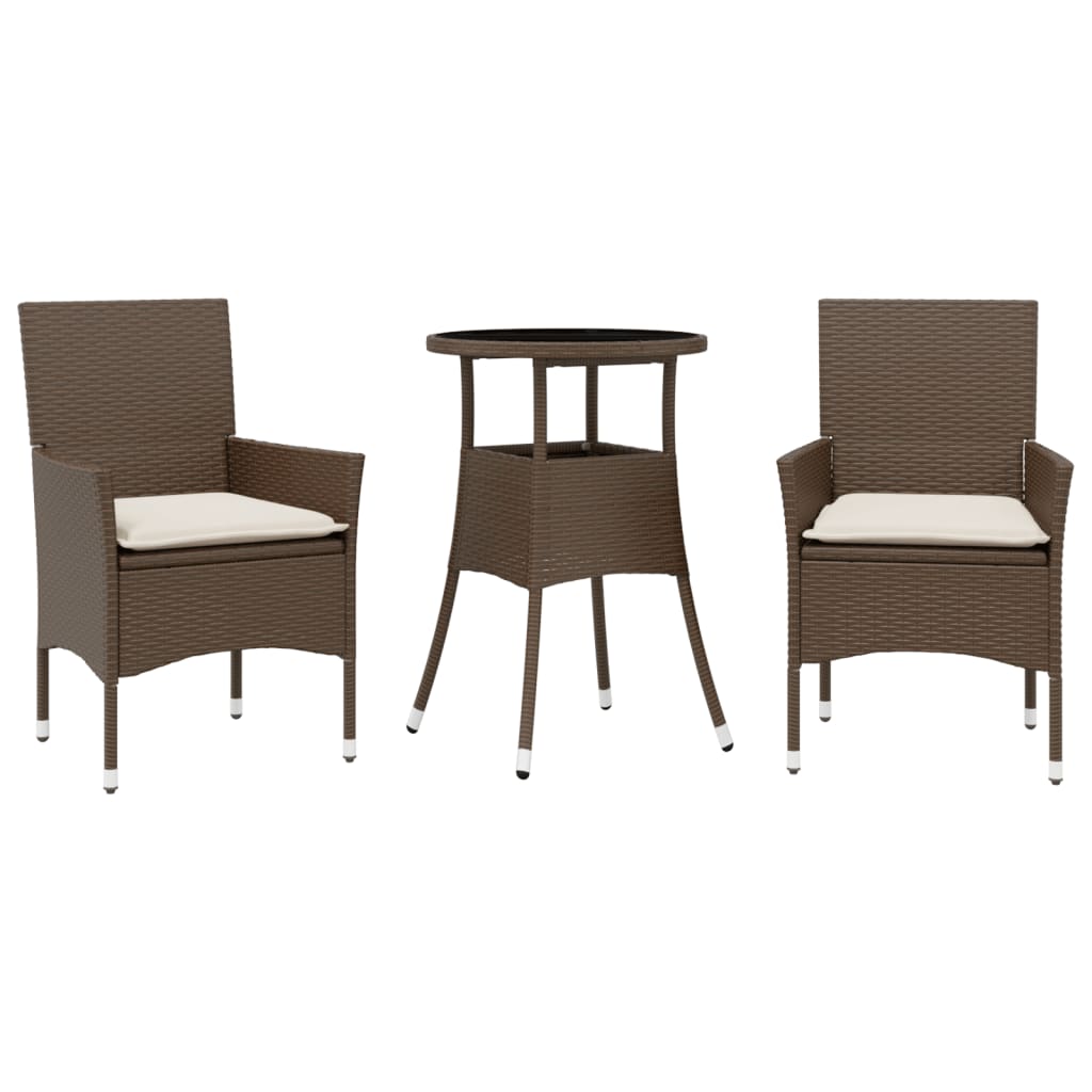 3-delige Tuinset met kussens poly rattan en glas bruin is nu te koop bij PeponiXL, paradijselijk wonen!