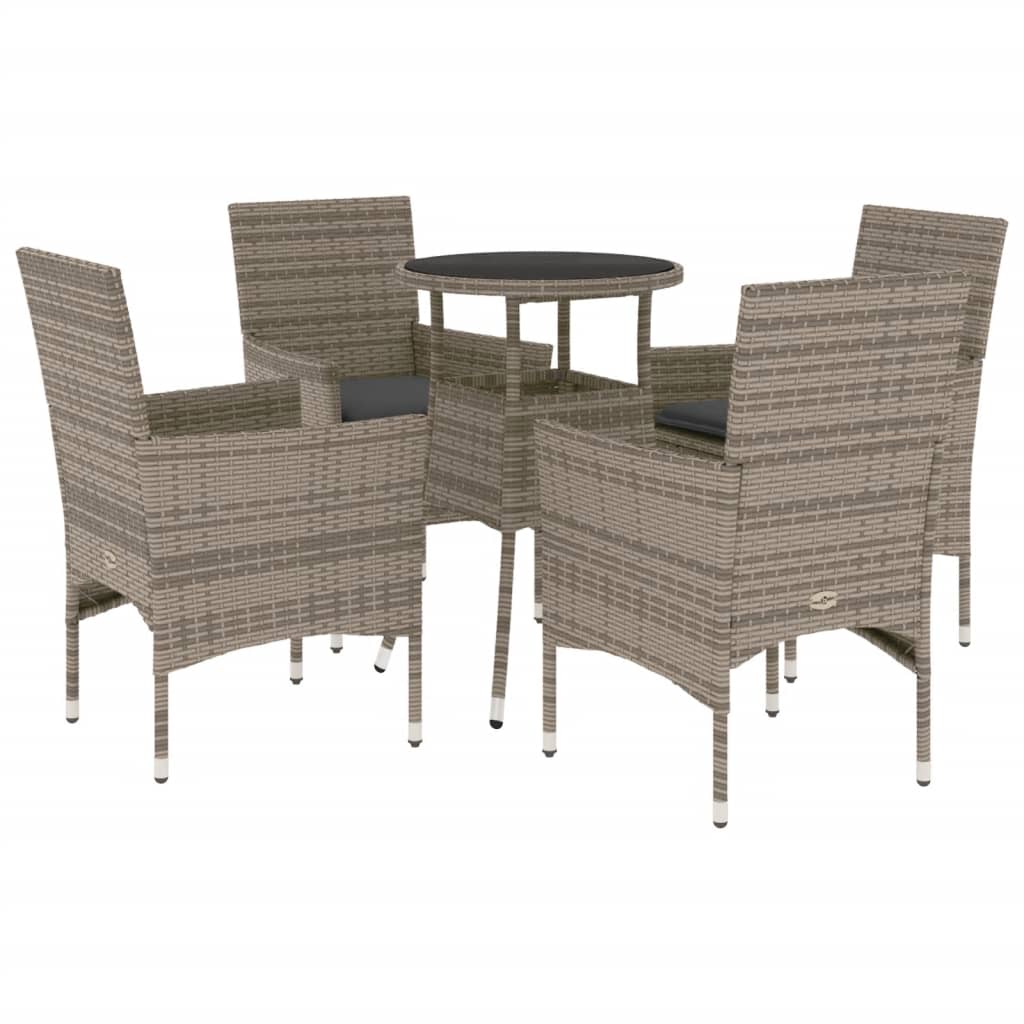 5-delige Tuinset met kussens poly rattan en glas grijs is nu te koop bij PeponiXL, paradijselijk wonen!