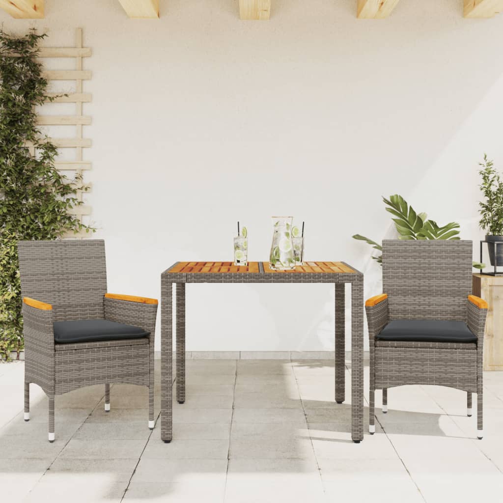 3-delige Tuinset met kussens poly rattan en acaciahout grijs is nu te koop bij PeponiXL, paradijselijk wonen!