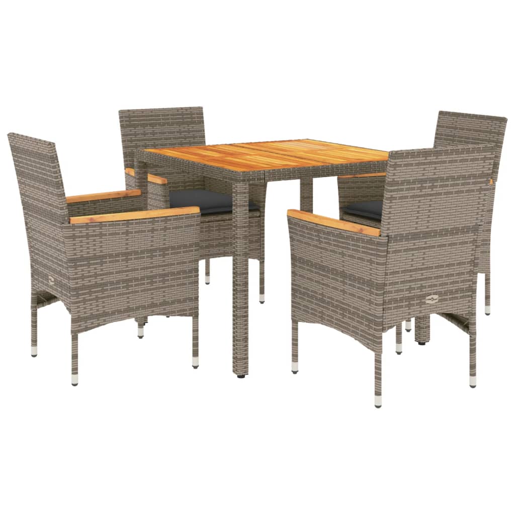 5-delige Tuinset met kussens poly rattan en acaciahout grijs is nu te koop bij PeponiXL, paradijselijk wonen!