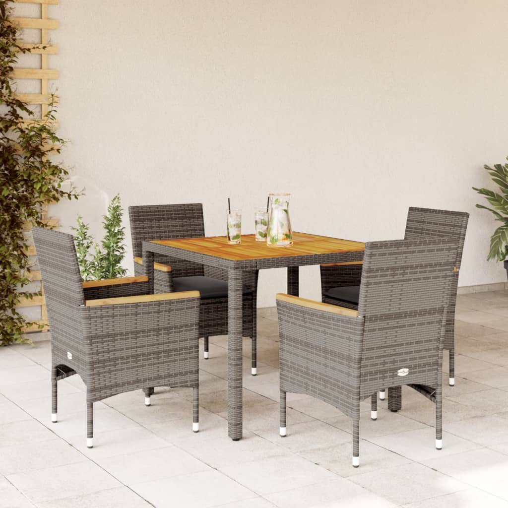 5-delige Tuinset met kussens poly rattan en acaciahout grijs is nu te koop bij PeponiXL, paradijselijk wonen!
