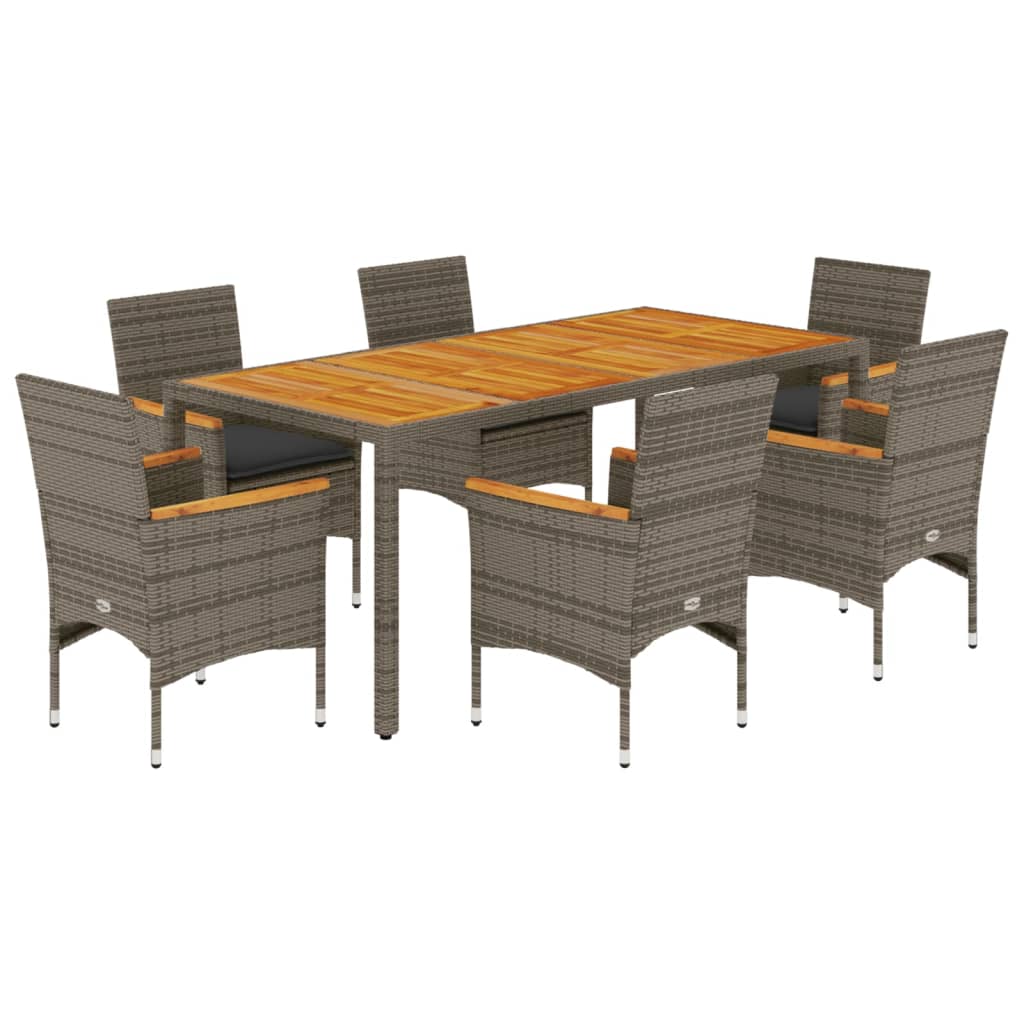 7-delige Tuinset met kussens poly rattan en acaciahout grijs is nu te koop bij PeponiXL, paradijselijk wonen!