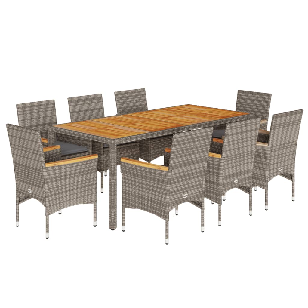 9-delige Tuinset met kussens poly rattan en acaciahout grijs is nu te koop bij PeponiXL, paradijselijk wonen!