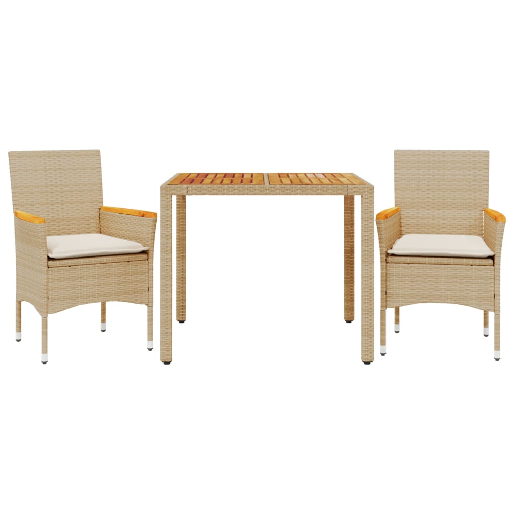 3-delige Tuinset met kussens poly rattan en acaciahout beige is nu te koop bij PeponiXL, paradijselijk wonen!