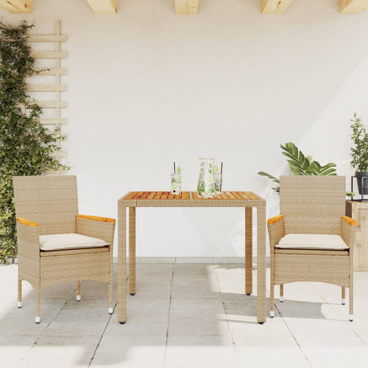 3-delige Tuinset met kussens poly rattan en acaciahout beige is nu te koop bij PeponiXL, paradijselijk wonen!