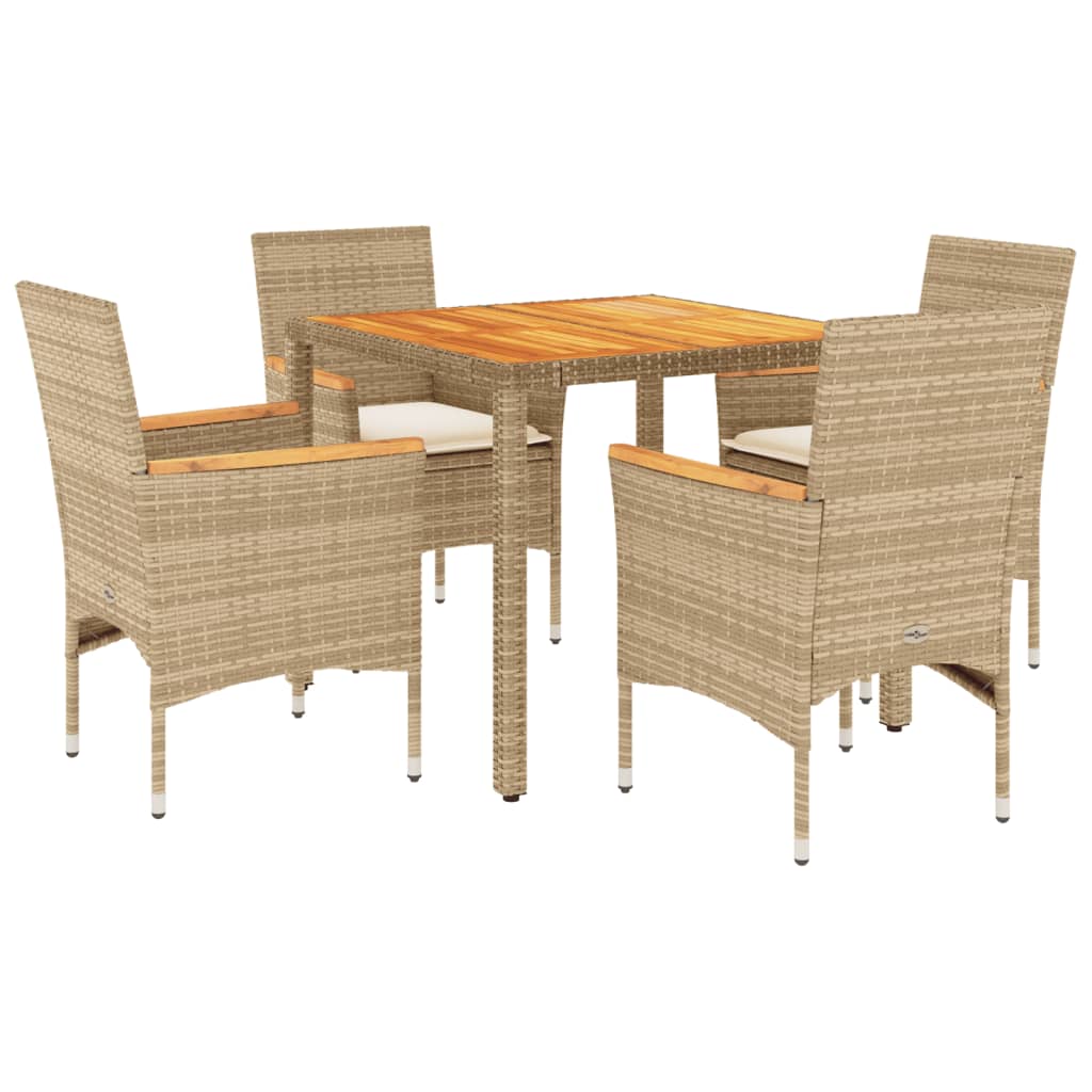 5-delige Tuinset met kussens poly rattan en acaciahout beige is nu te koop bij PeponiXL, paradijselijk wonen!
