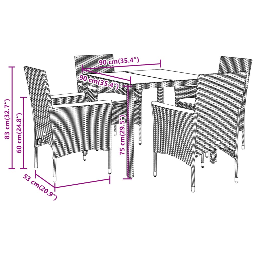 5-delige Tuinset met kussens poly rattan en acaciahout beige is nu te koop bij PeponiXL, paradijselijk wonen!