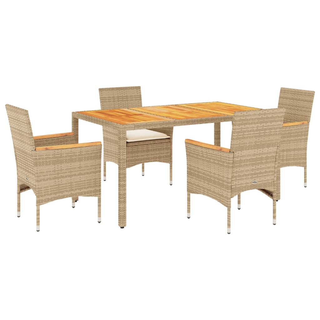 5-delige Tuinset met kussens poly rattan en acaciahout beige is nu te koop bij PeponiXL, paradijselijk wonen!