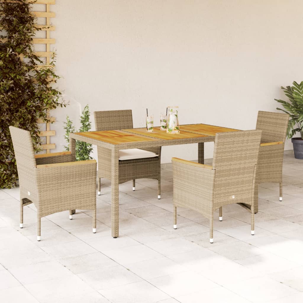 5-delige Tuinset met kussens poly rattan en acaciahout beige is nu te koop bij PeponiXL, paradijselijk wonen!