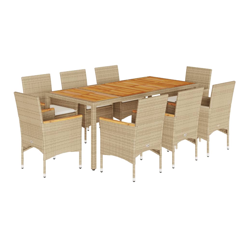 9-delige Tuinset met kussens poly rattan en acaciahout beige is nu te koop bij PeponiXL, paradijselijk wonen!