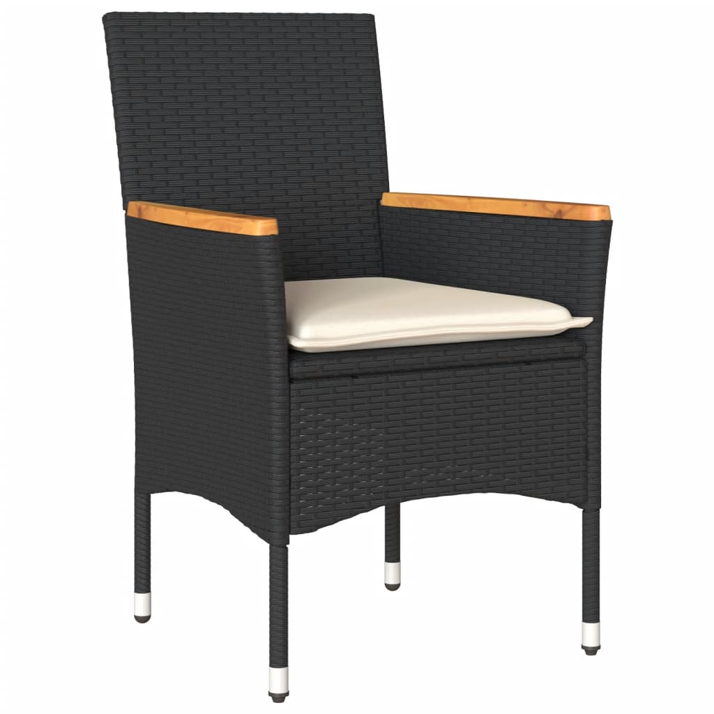 3-delige Tuinset met kussens poly rattan en glas zwart is nu te koop bij PeponiXL, paradijselijk wonen!