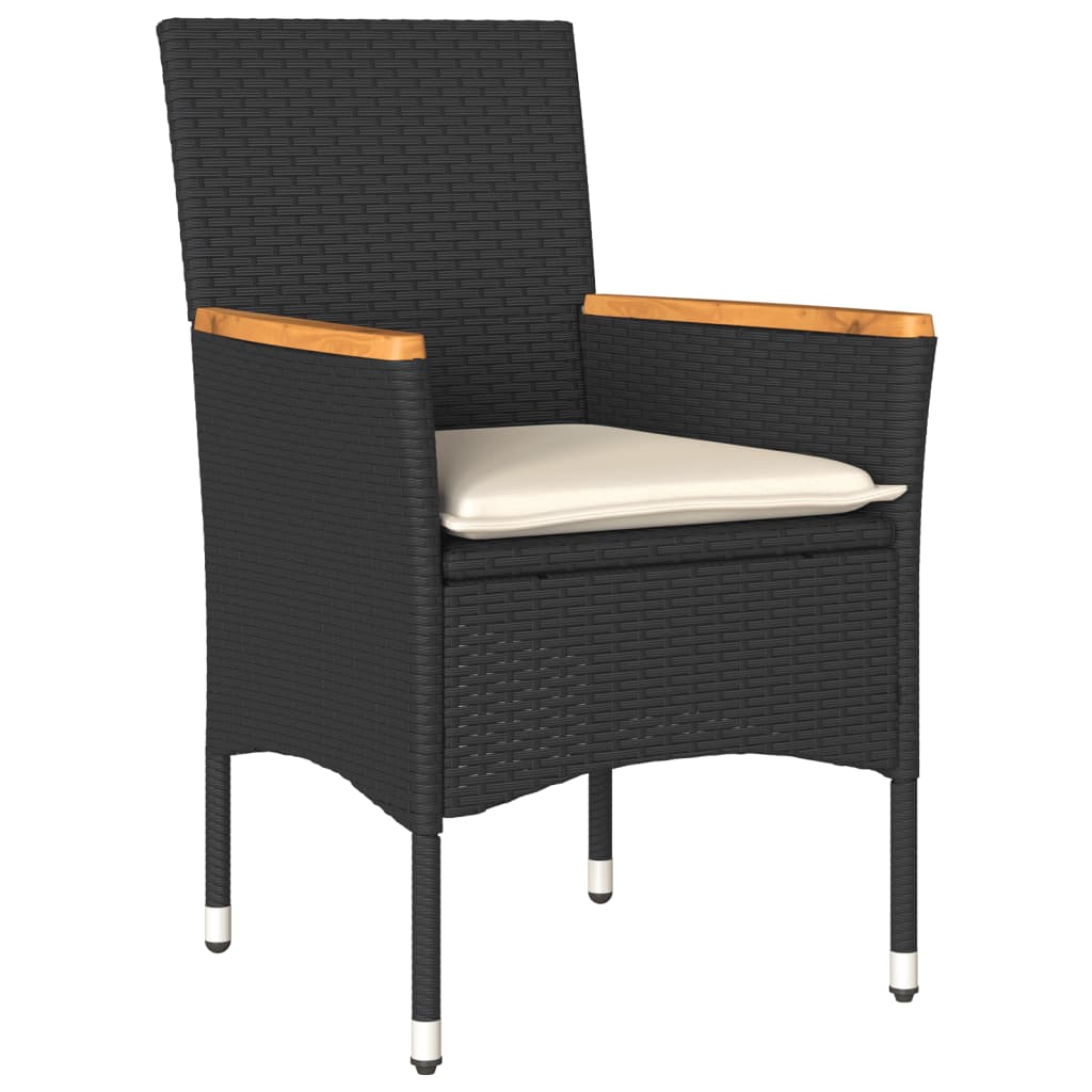 5-delige Tuinset met kussens poly rattan en glas zwart is nu te koop bij PeponiXL, paradijselijk wonen!