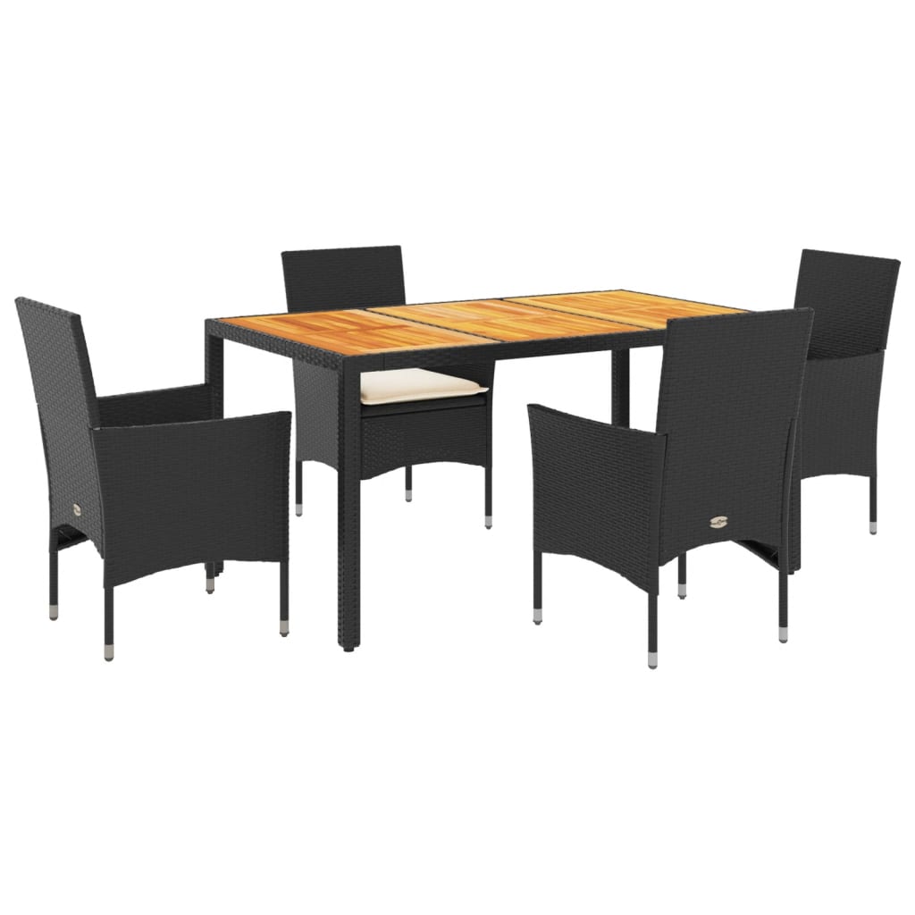 5-delige Tuinset met kussens poly rattan en acaciahout zwart is nu te koop bij PeponiXL, paradijselijk wonen!
