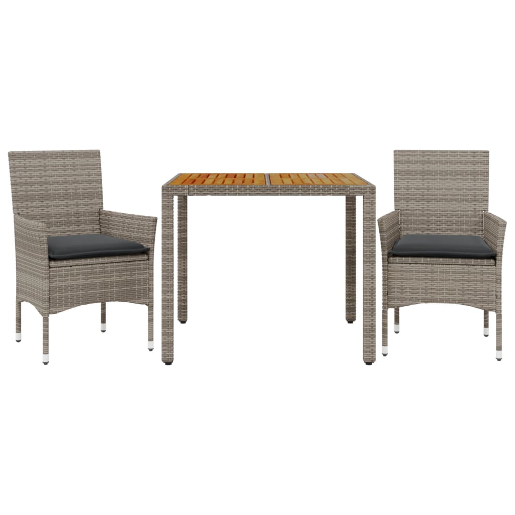 3-delige Tuinset met kussens poly rattan en acaciahout grijs is nu te koop bij PeponiXL, paradijselijk wonen!
