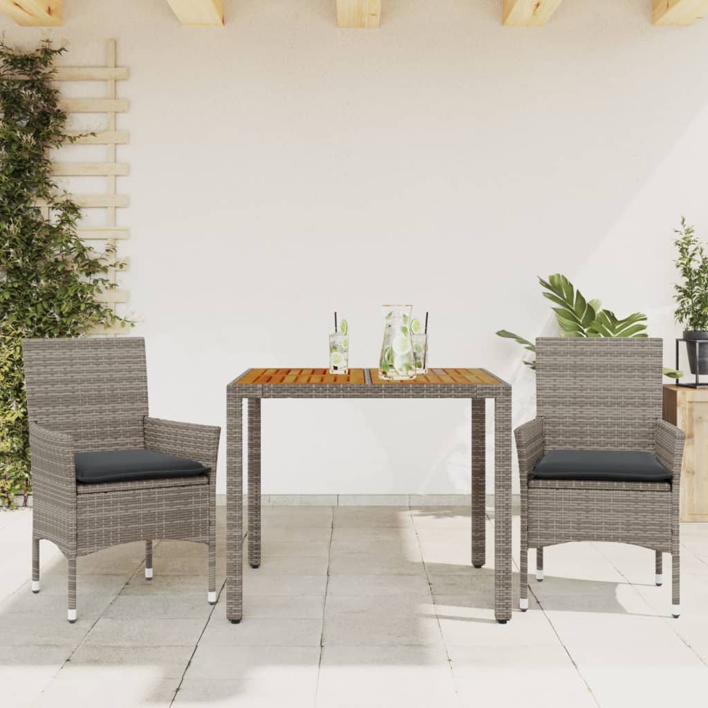 3-delige Tuinset met kussens poly rattan en acaciahout grijs is nu te koop bij PeponiXL, paradijselijk wonen!