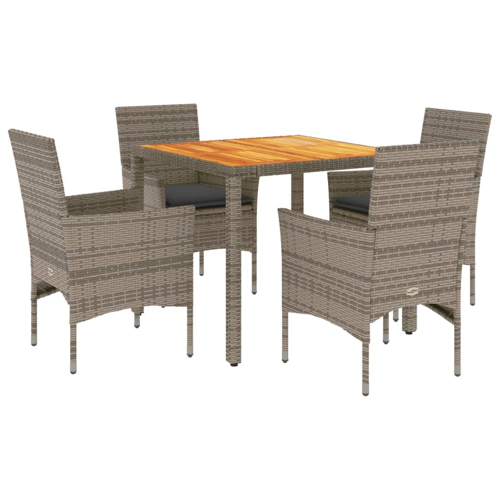 5-delige Loungeset met kussens poly rattan en acaciahout grijs is nu te koop bij PeponiXL, paradijselijk wonen!