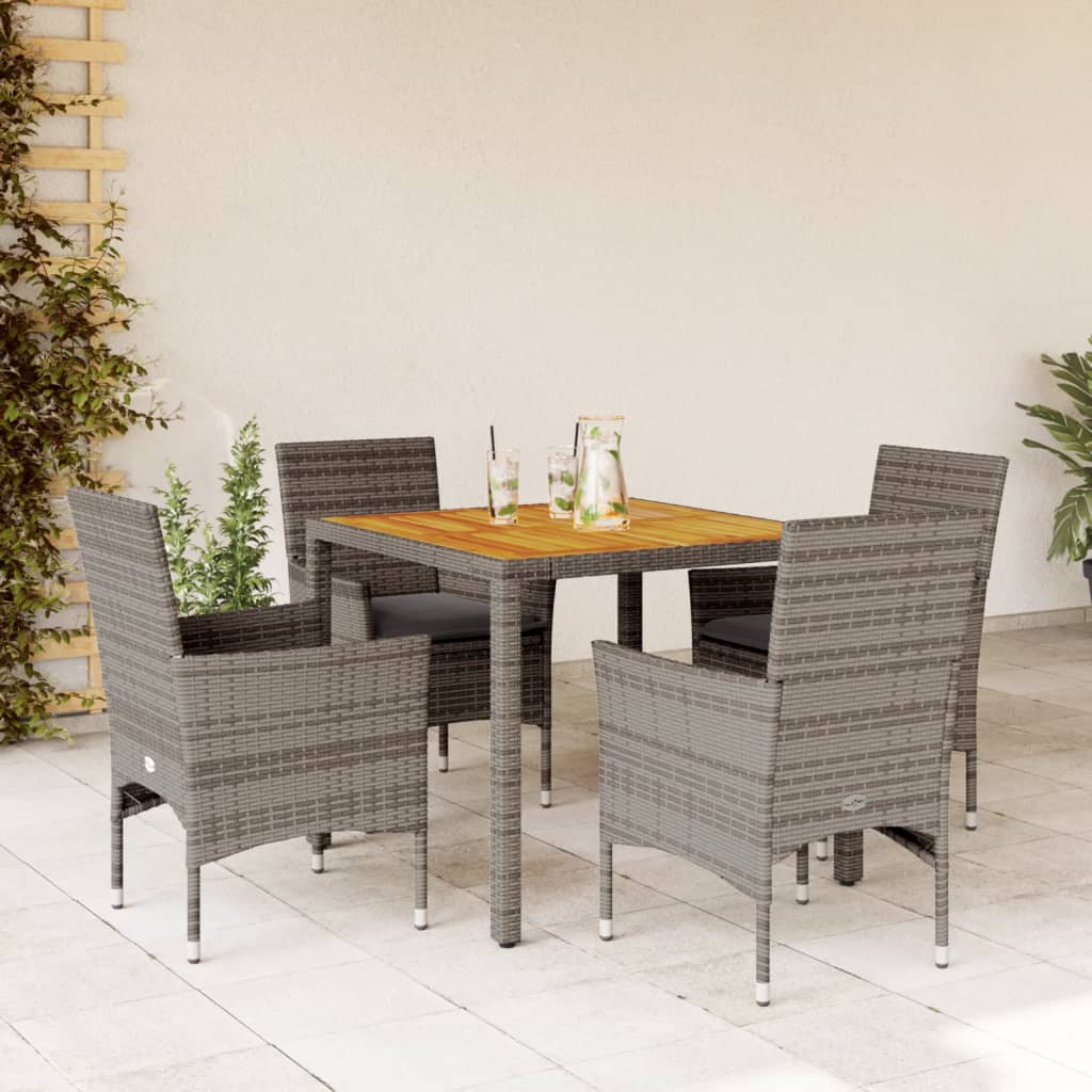 5-delige Loungeset met kussens poly rattan en acaciahout grijs is nu te koop bij PeponiXL, paradijselijk wonen!
