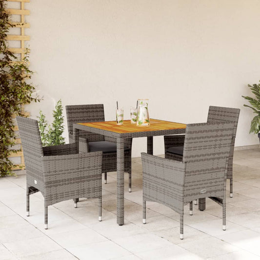 5-delige Loungeset met kussens poly rattan en acaciahout grijs is nu te koop bij PeponiXL, paradijselijk wonen!
