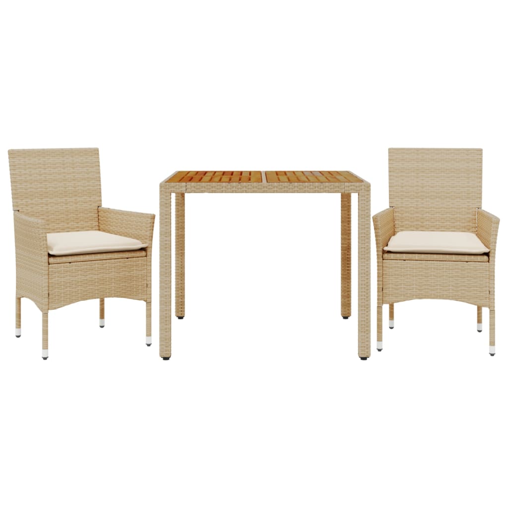 3-delige Tuinset met kussens poly rattan en acaciahout beige is nu te koop bij PeponiXL, paradijselijk wonen!
