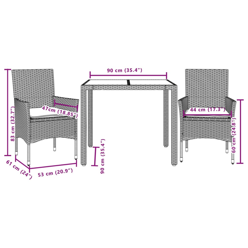 3-delige Tuinset met kussens poly rattan en acaciahout beige is nu te koop bij PeponiXL, paradijselijk wonen!