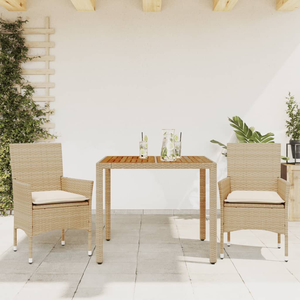 3-delige Tuinset met kussens poly rattan en acaciahout beige is nu te koop bij PeponiXL, paradijselijk wonen!