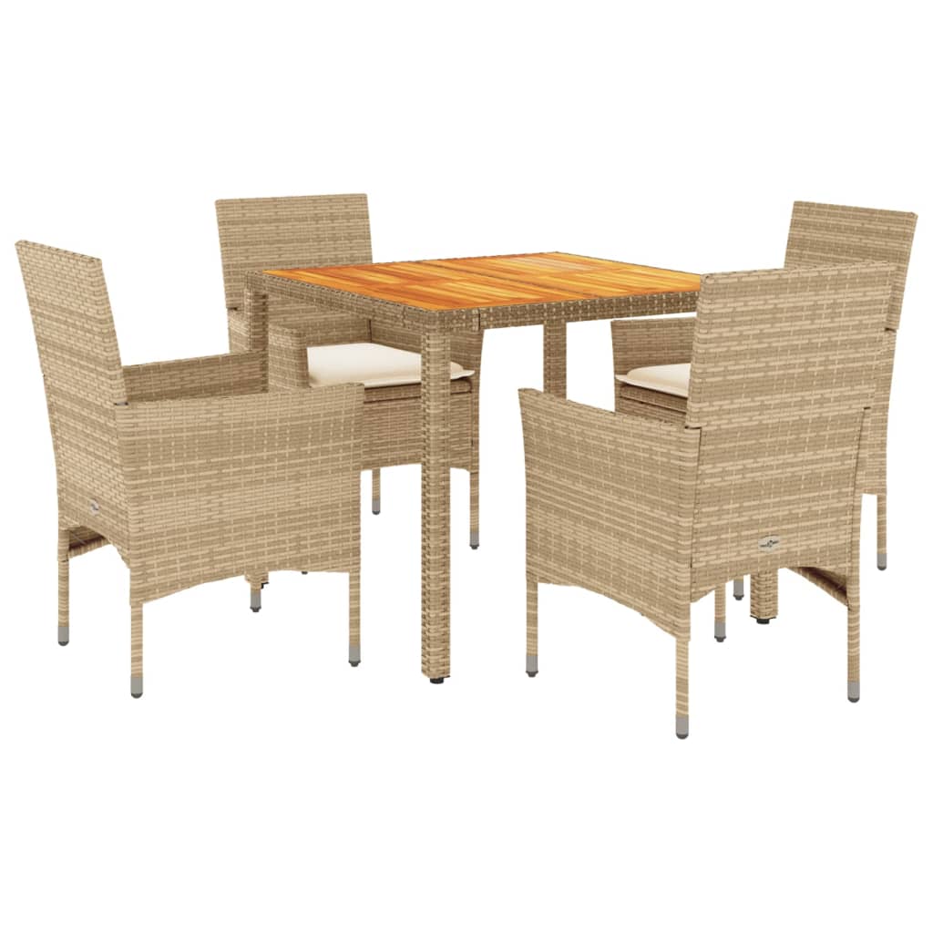 5-delige Tuinset met kussens poly rattan en acaciahout beige is nu te koop bij PeponiXL, paradijselijk wonen!