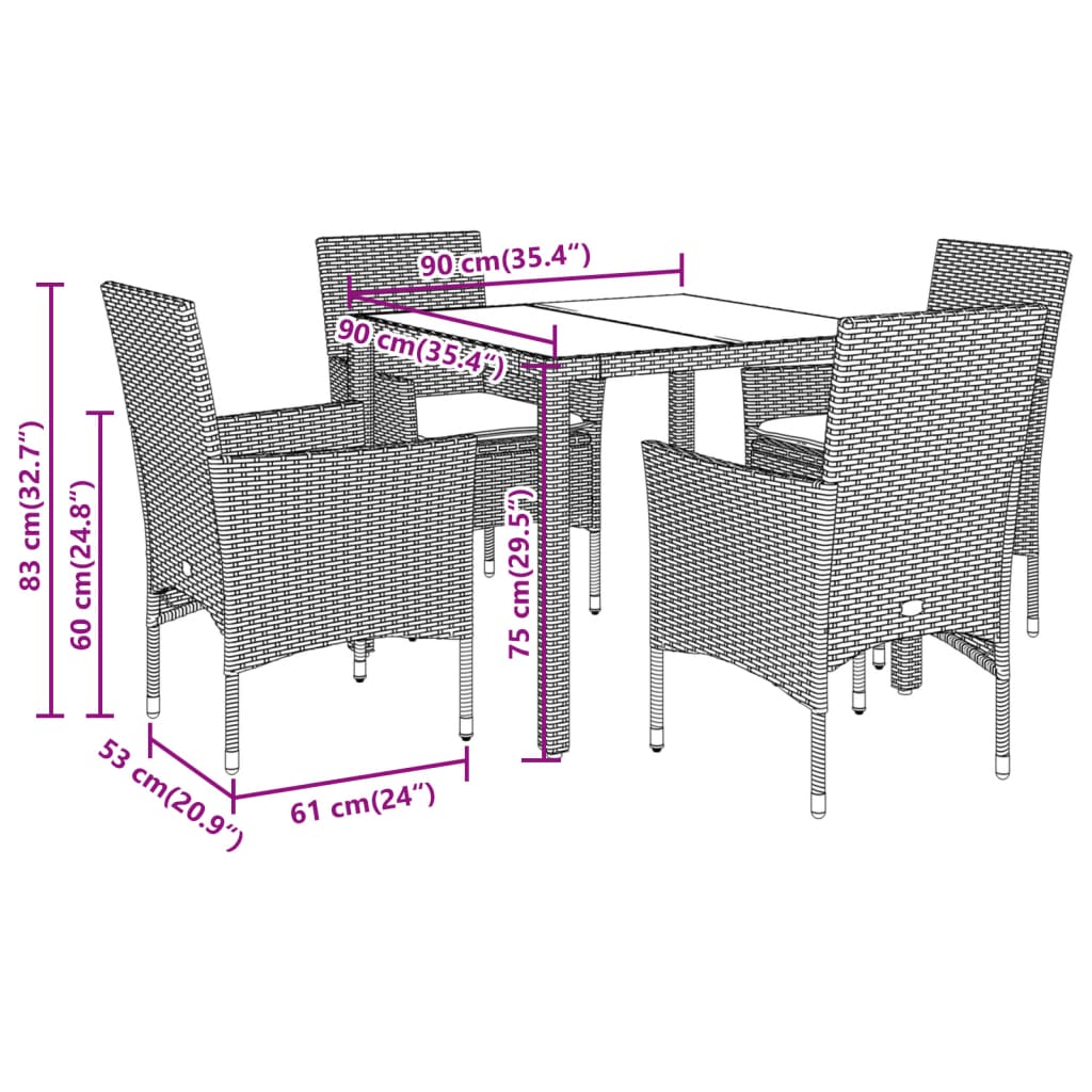5-delige Tuinset met kussens poly rattan en acaciahout beige is nu te koop bij PeponiXL, paradijselijk wonen!
