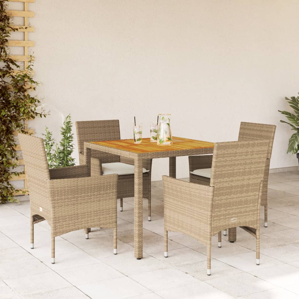5-delige Tuinset met kussens poly rattan en acaciahout beige is nu te koop bij PeponiXL, paradijselijk wonen!