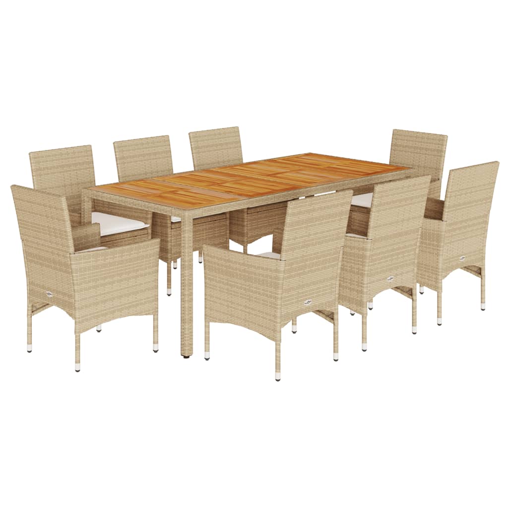 9-delige Tuinset met kussens poly rattan en acaciahout beige is nu te koop bij PeponiXL, paradijselijk wonen!